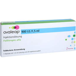 Abbildung: Ovaleap 900 I.E. / 1,5 ml Zyl.Ampulle + 20 Pen Injektion Nad. 1 St, Injektionslösung PZN 12638073