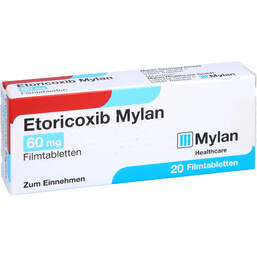Abbildung: Etoricoxib Mylan 60 mg Filmtabletten 20 St, Filmtabletten PZN 12643269
