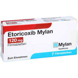 Abbildung: Etoricoxib Mylan 120 mg Filmtabletten 7 St, Filmtabletten PZN 12643335