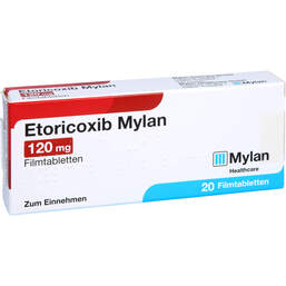 Abbildung: Etoricoxib Mylan 120 mg Filmtabletten 20 St, Filmtabletten PZN 12643341