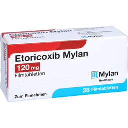 Abbildung: Etoricoxib Mylan 120 mg Filmtabletten 28 St, Filmtabletten PZN 12643358