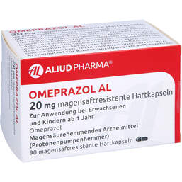 Abbildung: Omeprazol AL 20 mg magensaftresistente Hartkapseln 90 St, Magensaftresistente Hartkapseln PZN 12644659