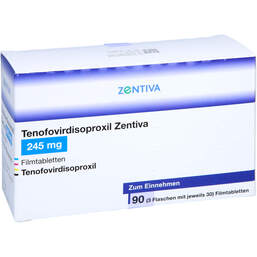 Abbildung: Tenofovirdisoproxil Zentiva 245 mg Filmtabletten 3X30 St, Filmtabletten PZN 12647741