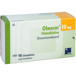 Abbildung: Olmecor 10 mg Filmtabletten 98 St, Filmtabletten PZN 12648019