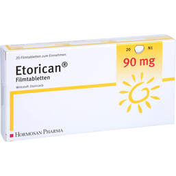Abbildung: Etorican 90 mg Filmtabletten 20 St, Filmtabletten PZN 12652469