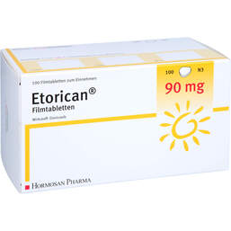 Abbildung: Etorican 90 mg Filmtabletten 100 St, Filmtabletten PZN 12652481