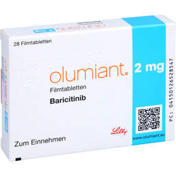 Abbildung: Olumiant 2 mg Filmtabletten 28 St, Filmtabletten PZN 12652854