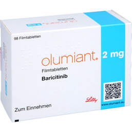 Abbildung: Olumiant 2 mg Filmtabletten 98 St, Filmtabletten PZN 12652908