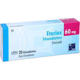 Abbildung: Etoriax 60 mg Filmtabletten 20 St, Filmtabletten PZN 12653888