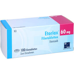 Abbildung: Etoriax 60 mg Filmtabletten 100 St, Filmtabletten PZN 12653902