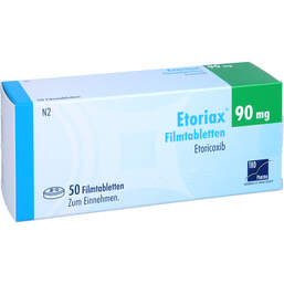 Abbildung: Etoriax 90 mg Filmtabletten 50 St, Filmtabletten PZN 12653931