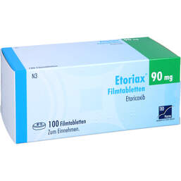 Abbildung: Etoriax 90 mg Filmtabletten 100 St, Filmtabletten PZN 12653948