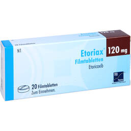 Abbildung: Etoriax 120 mg Filmtabletten 20 St, Filmtabletten PZN 12653977
