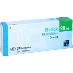 Abbildung: Etoriax 90 mg Filmtabletten 20 St, Filmtabletten PZN 12657432