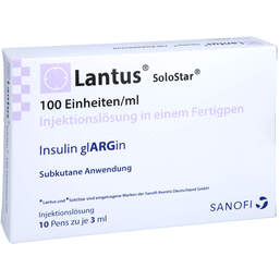 Abbildung: Lantus 100 E / ml Solostar Fertigpen 10X3 ml, Injektionslösung PZN 12657596