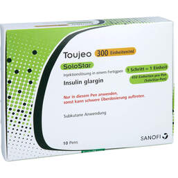 Abbildung: Toujeo 300 E / ml Solostar Injektionslösung in einem Fertigpen 10X1.5 ml, Injektionslösung PZN 12671886