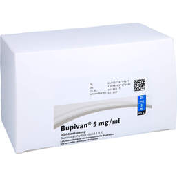 Abbildung: Bupivan 0,5% 5 mg / ml Injektionslösung 25mg / 5ml Glasampulle  50X5 ml, Injektionslösung PZN 12675967