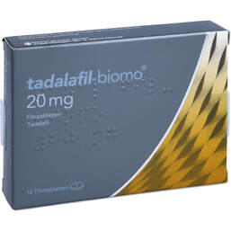 Abbildung: Tadalafil biomo 20 mg Filmtabletten 12 St, Filmtabletten PZN 12725518