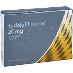 Abbildung: Tadalafil biomo 20 mg Filmtabletten 24 St, Filmtabletten PZN 12725524