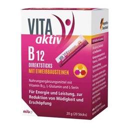 Abbildung: Vita Aktiv B12 Direktsticks mit Eiweißbausteinen Beutel, 20 St PZN 12726334