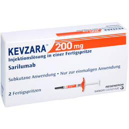Abbildung: Kevzara 200 mg Injektionslösung in einer Fertigspritze 2 St, Injektionslösung PZN 12727173