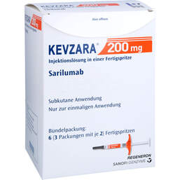 Abbildung: Kevzara 200 mg Injektionslösung in einer Fertigspritze 6 St, Injektionslösung PZN 12727196