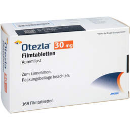 Abbildung: Otezla 30 mg Filmtabletten 168 St, Filmtabletten PZN 12727641