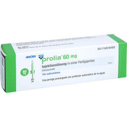 Abbildung: Prolia 60 mg Injektionslösung in einer Fertigspritze mit Ans 1 St, Injektionslösung PZN 12728669