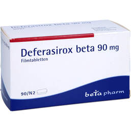 Abbildung: Deferasirox beta 90 mg Filmtabletten 90 St, Filmtabletten PZN 12740469