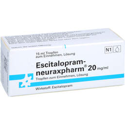 Abbildung: Escitalopram neuraxpharm 20 mg / ml Tropfen zum Einnehmen  15 ml, Tropfen zum Einnehmen PZN 12747075