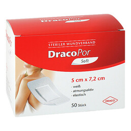 Abbildung: DracoPor Soft weiß Wundverband 5x7,2 cm steril 50 St, Pflaster PZN 12749097