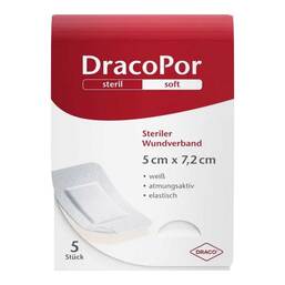 Abbildung: DracoPor Soft weiß Wundverband 8x15 cm steril 20 St, Pflaster PZN 12749111
