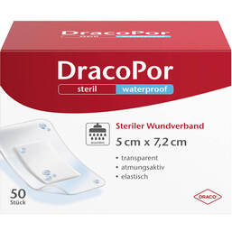 Abbildung: Dracopor waterproof Wundverband 5x7,2 cm steril Pflaster, 50 St PZN 12749186