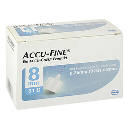 Abbildung: Accu Fine sterile Nadeln für Insulinpens 8 mm 31 G 100 St, Kanüle PZN 12772558