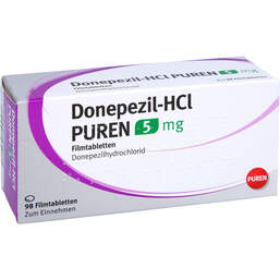 Abbildung: Donepezil-HCL Puren 5 mg Filmtabletten 98 St, Filmtabletten PZN 12774310