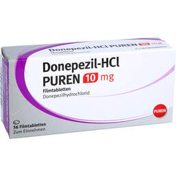 Abbildung: Donepezil-HCL Puren 10 mg Filmtabletten 56 St, Filmtabletten PZN 12774362