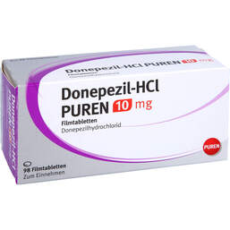 Abbildung: Donepezil-HCL Puren 10 mg Filmtabletten 98 St, Filmtabletten PZN 12774379