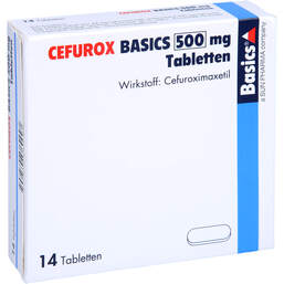 Abbildung: Cefurox Basics 500 mg Tabletten 14 St, Tabletten PZN 12856002