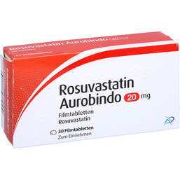 Abbildung: Rosuvastatin Aurobindo 20 mg Filmtabletten 30 St, Filmtabletten PZN 12868873