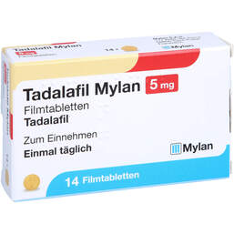 Abbildung: Tadalafil Mylan 5 mg Filmtabletten 14 St, Filmtabletten PZN 12869074