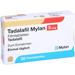 Abbildung: Tadalafil Mylan 5 mg Filmtabletten 28 St, Filmtabletten PZN 12869080