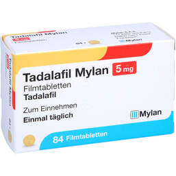 Abbildung: Tadalafil Mylan 5 mg Filmtabletten 84 St, Filmtabletten PZN 12869097