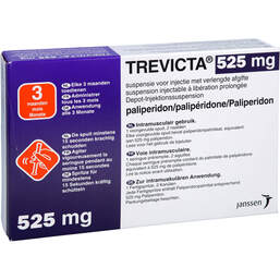 Abbildung: Trevicta 525 mg Depot-Injektionssuspension in einer Fertigsp. 1 St, Depot-Injektionssuspension PZN 12871591