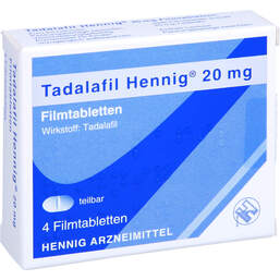 Abbildung: Tadalafil Hennig 20 mg Filmtabletten 4 St, Filmtabletten PZN 12897774