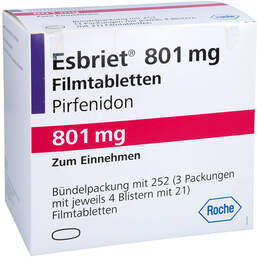 Abbildung: Esbriet 801 mg Filmtabletten 252 St, Filmtabletten PZN 12906119