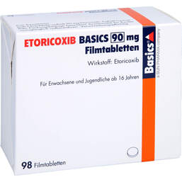 Abbildung: Etoricoxib Basics 90 mg Filmtabletten 98 St, Filmtabletten PZN 13153142