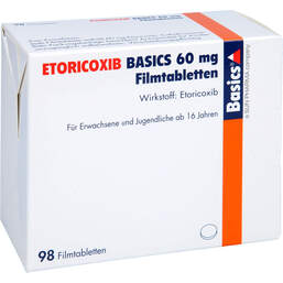 Abbildung: Etoricoxib Basics 60 mg Filmtabletten 98 St, Filmtabletten PZN 13153248