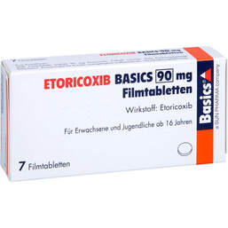 Abbildung: Etoricoxib Basics 90 mg Filmtabletten 7 St, Filmtabletten PZN 13153254
