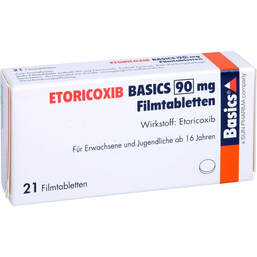 Abbildung: Etoricoxib Basics 90 mg Filmtabletten 21 St, Filmtabletten PZN 13153260