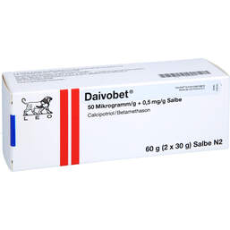 Abbildung: Daivobet 50 Mikrogramm / g + 0,5 mg / g Salbe 60 g, Salbe PZN 13153573
